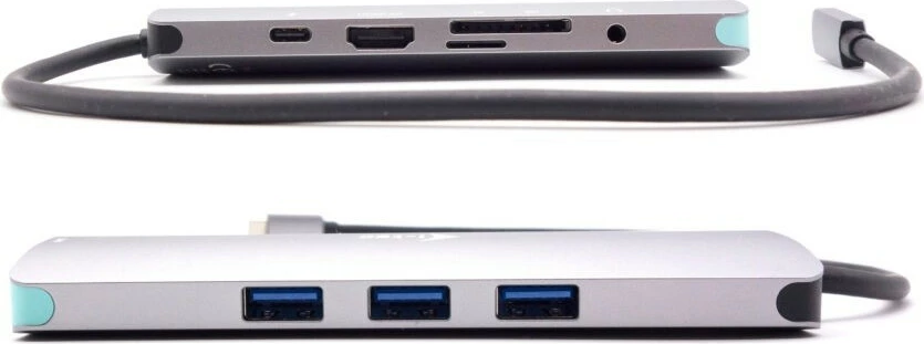 Docking postaja s HDMI 4K, LAN, USB-C, polnilec 100W, kovina, črno/siva — i-tec C31NANOLANPD100