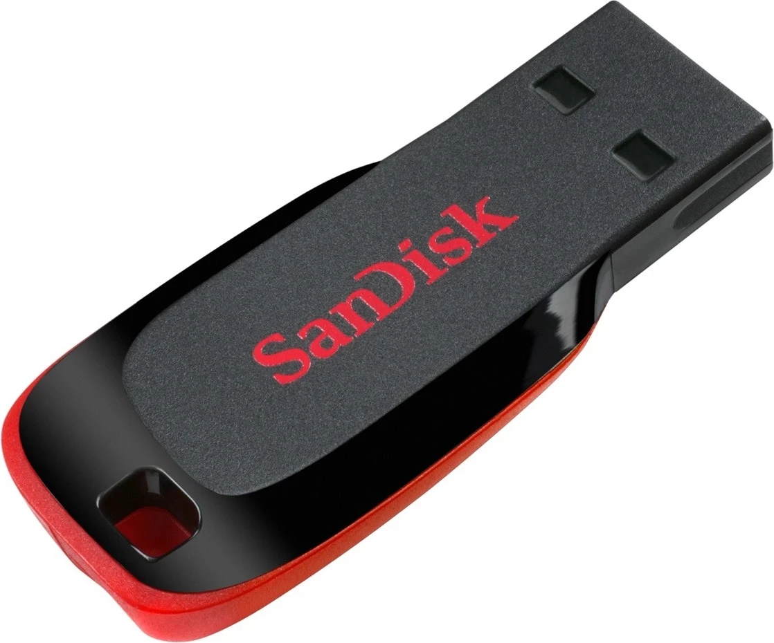 USB Sandisk Cruzer Blade, 128 GB, črn in rdeč