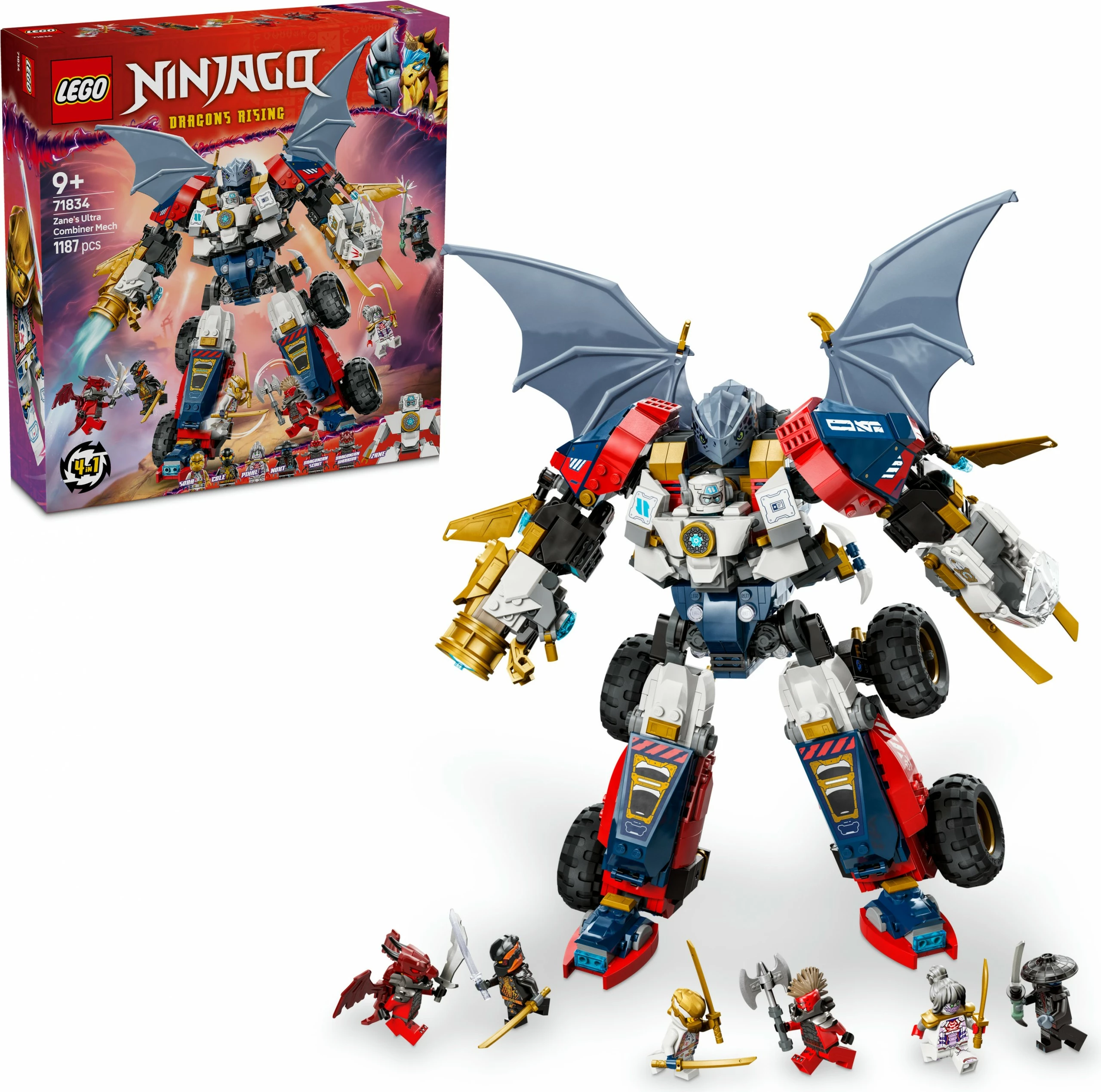 Set za gradnjo Zanejev Ultra Combiner Mech LEGO NINJAGO 71834, 1187 kosov, večbarven