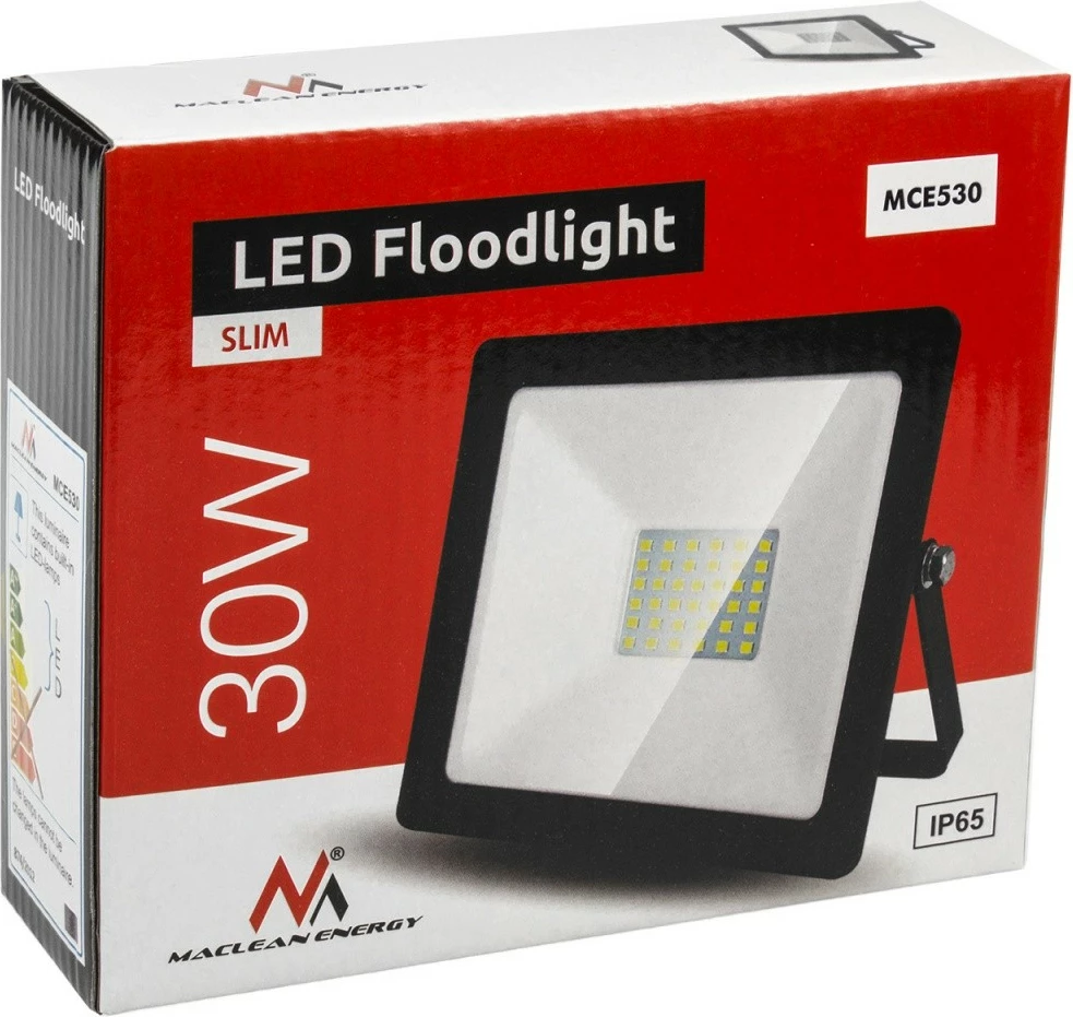 LED reflektor, 30 W, 2400 lm, hladno bela, Maclean MCE530, črn