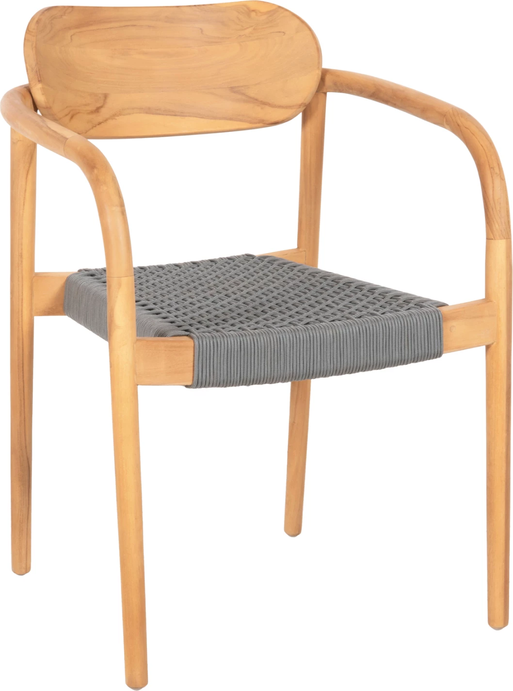 Fotelj OSLO FH9636.08 iz tikovine v naravni barvi in sivi vrvi 55x54x80Hcm