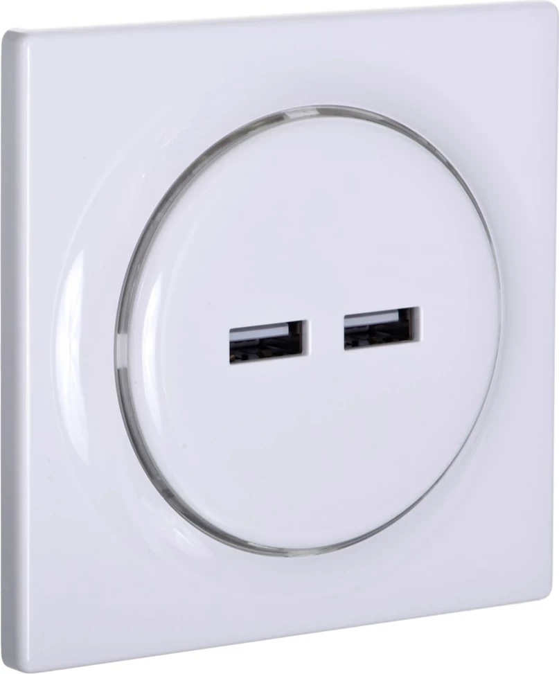 Vtičnica za v zid FIBARO Walli N, 2x USB, bela