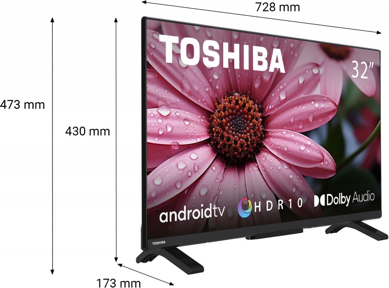 Televizor 32 inč, Android TV, HD Ready, Dolby Audio, črn Toshiba 32WA2363DG