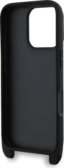 Ovitek za telefon Saffiano Karl&Choupette Karl Lagerfeld z dolgim trakom, za iPhone 16 Pro, črn