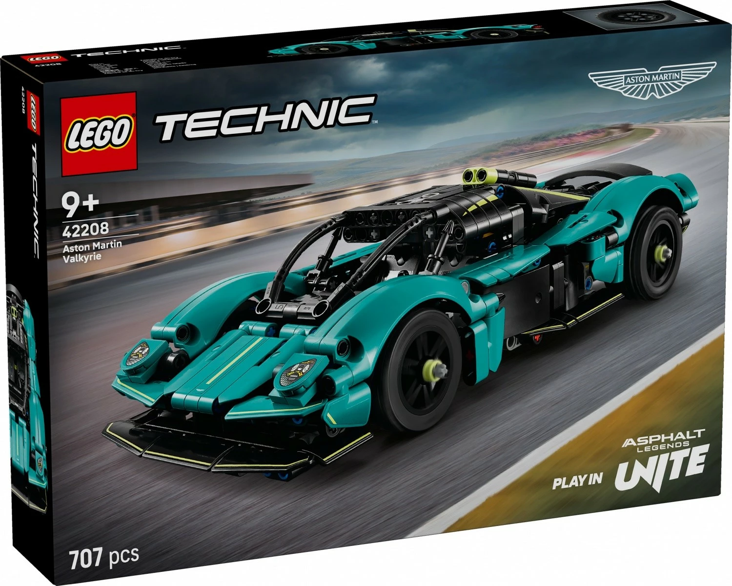 Set gradnje športnega avtomobila Aston Martin Valkyrie, LEGO Technic 42208, 707 kosov, turkizne barve