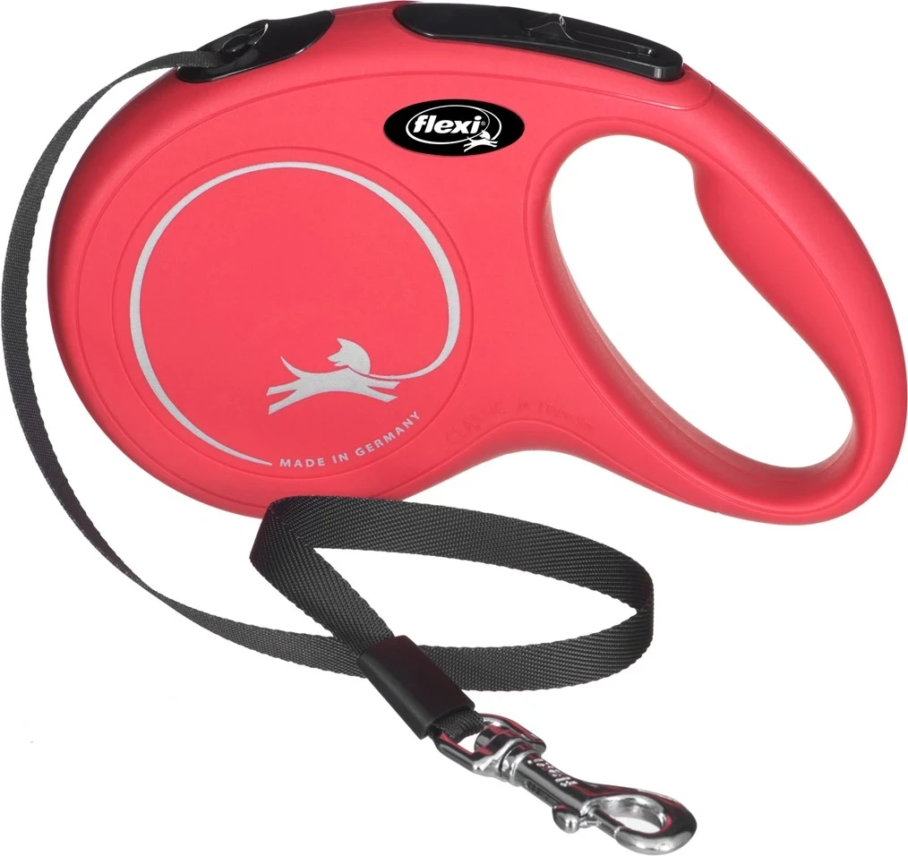 Rebrin za psa Flexi, 5 m, rdeč