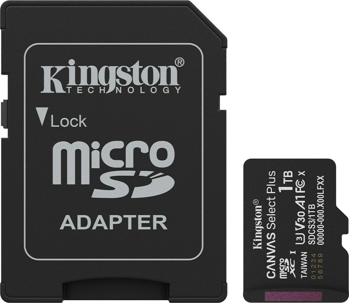 Kartica microSDXC Kingston Canvas Select Plus Gen3 1 TB s adapterjem, črna