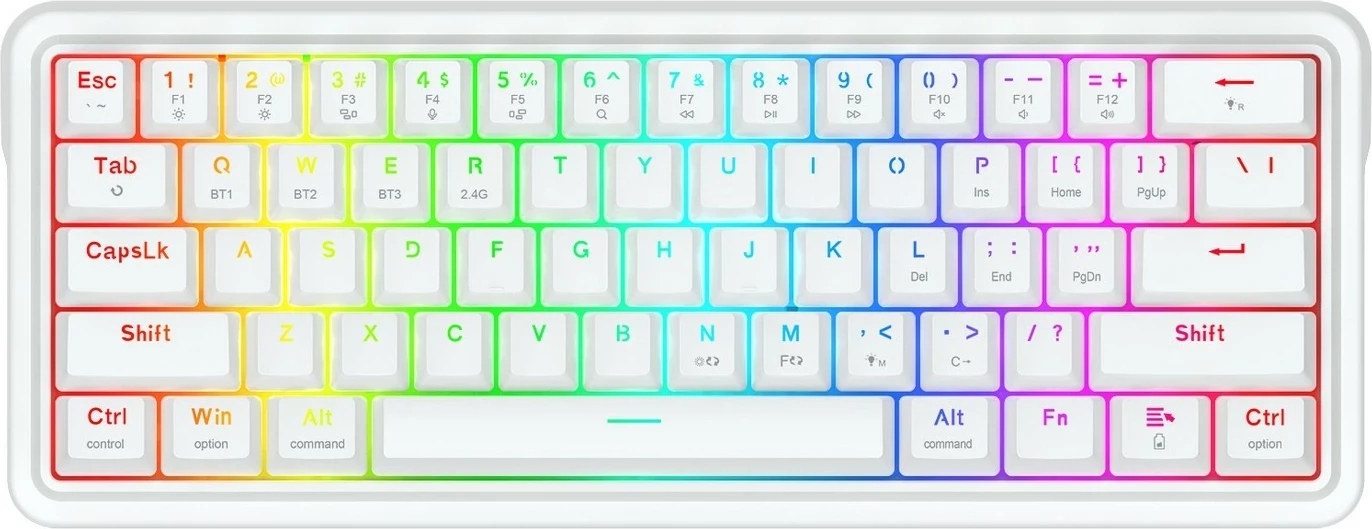 Mehanska tipkovnica Redragon Draconic V2 K730W-RGB-PRO, 60 %, RGB, brezžična/žična, bela