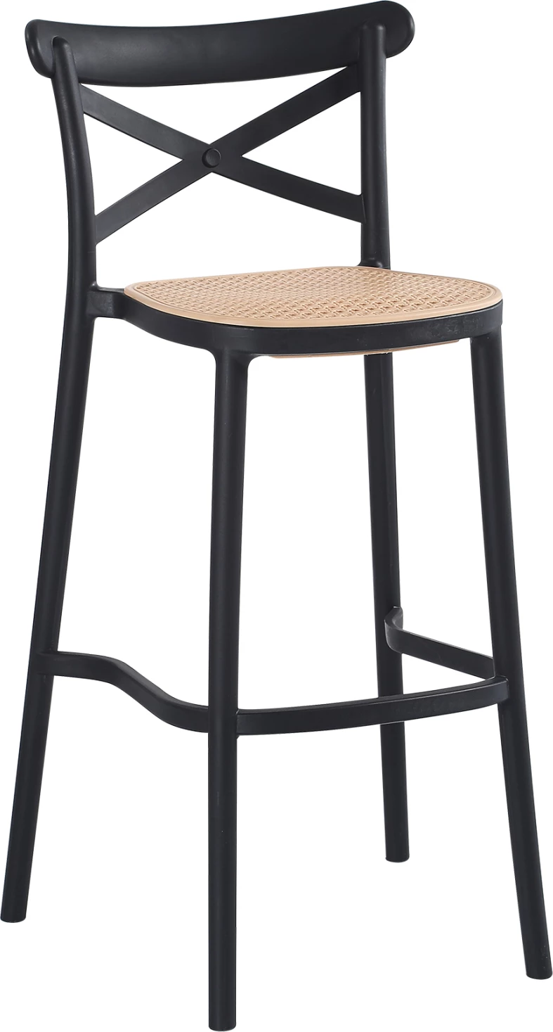 Barski stol CONN FH5933.02 polipropilen z naslonom črna in bež sedež 41x49x102Hcm