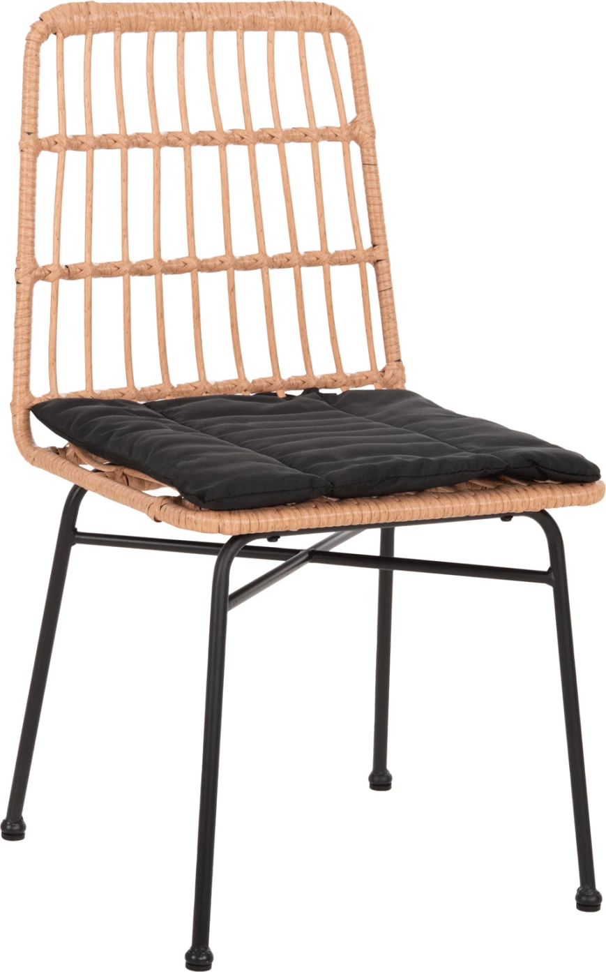 Jedilni stol Allegra FH5705.11 črna kovina s sedežno blazino - pletenina v bež barvi 46,5x50x85Hcm