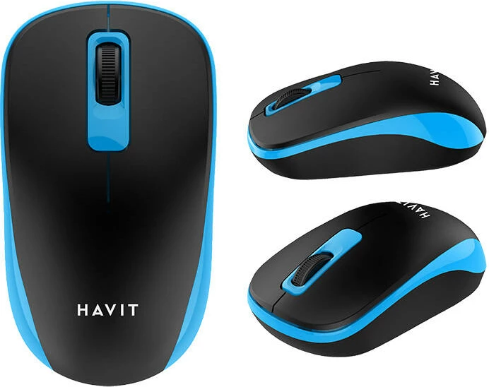 Brezžični miš Havit MS626GT, 1200 DPI, 3 gumbi, USB-C, črno/modra