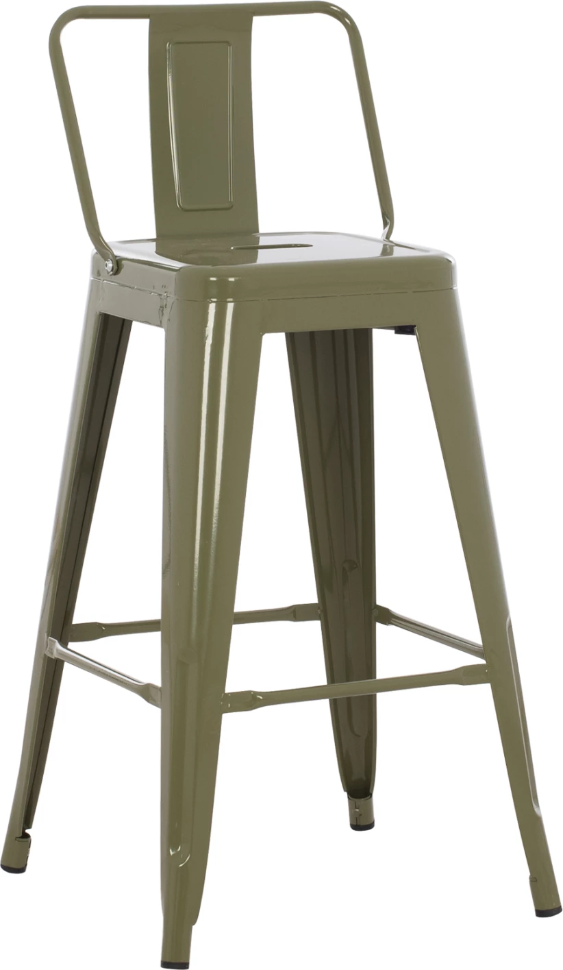 Kovinski barski stol srednje višine MELITA v temno olivno zeleni barvi FH8574.03 42x42x98 cm