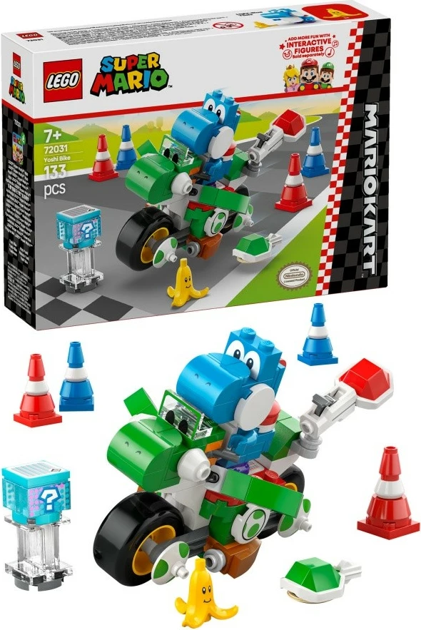 Set za sestavljanje Super Mario Mario Kart Yoshi Bike, LEGO 72031, 133 delov, svetlomodri Yoshi
