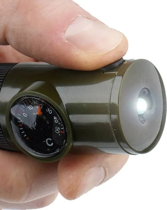 Večfunkcijski preživetveni piščalko, Mil-Tec 6-v-1, olive