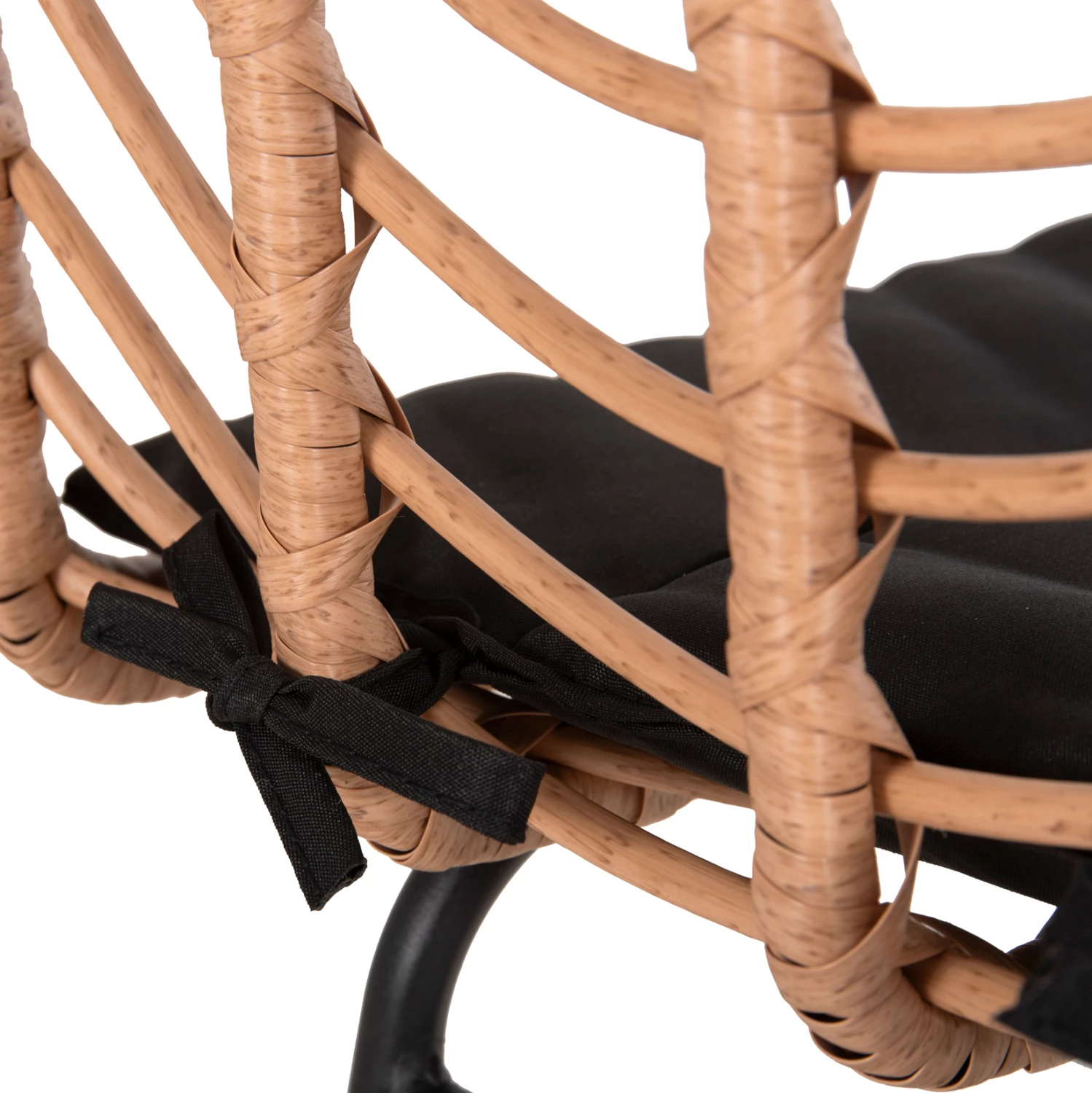 Barski stol srednje višine GERALD FH5707.11 kovina in blazina v črni barvi - pletenje v bež 47x47x101H cm