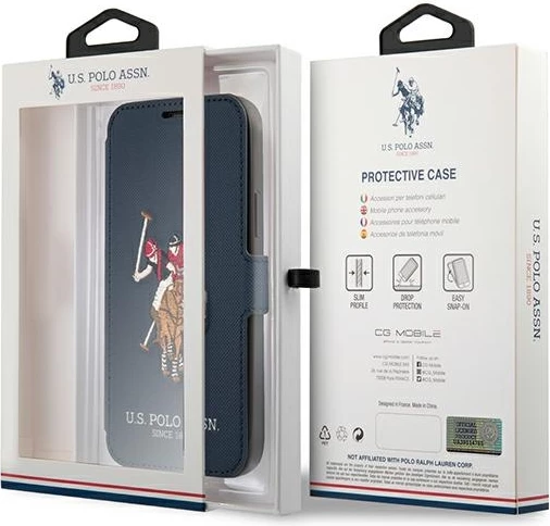Ovitek U.S. Polo Assn. USFLBKP12MPUGFLNV za iPhone 12/12 Pro, vezen polo, grenadina/modro