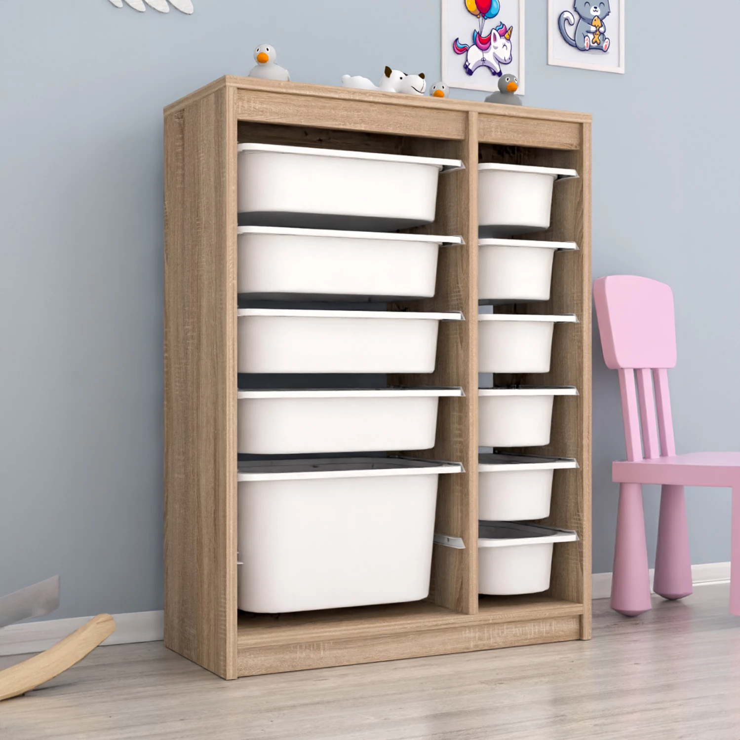 Komoda SANI FH18200.03 melamin v sonama-beli barvi P.E. predali 69x29,6x91,8H cm