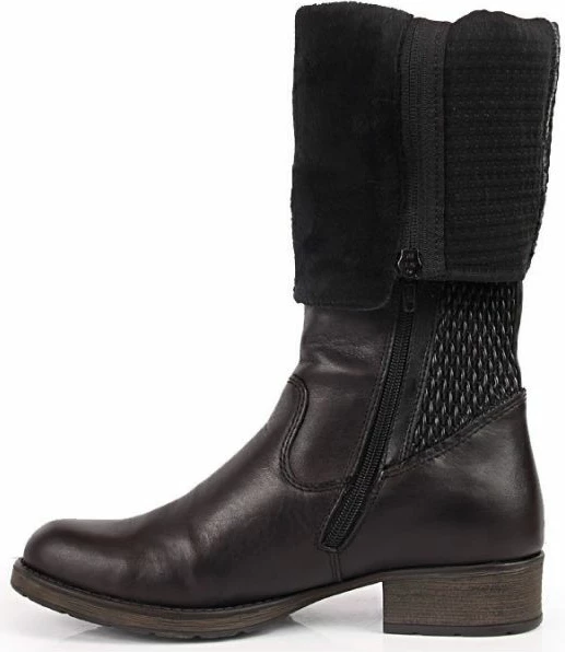 Visoke usnjene čizme za ženske Rieker, črne Visoke usnjene čizme za ženske Rieker, črne