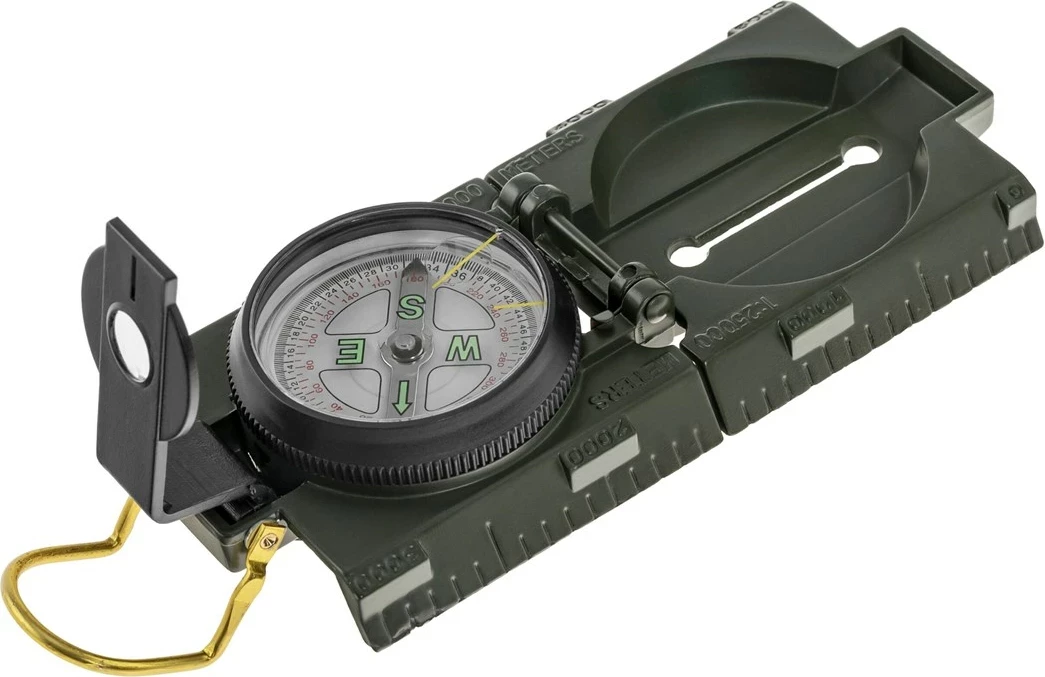 Kompas z osvetlitvijo Mil-Tec US, kovinski, olivno