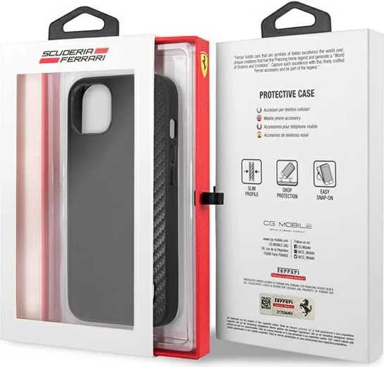 Ovitek za telefon On Track Carbon Stripe Ferrari za iPhone 13 mini 5,4", črn