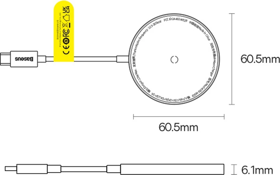 Brezžični polnilec, Baseus Simple Mini3, MagSafe, Qi, 15W, vijoličen