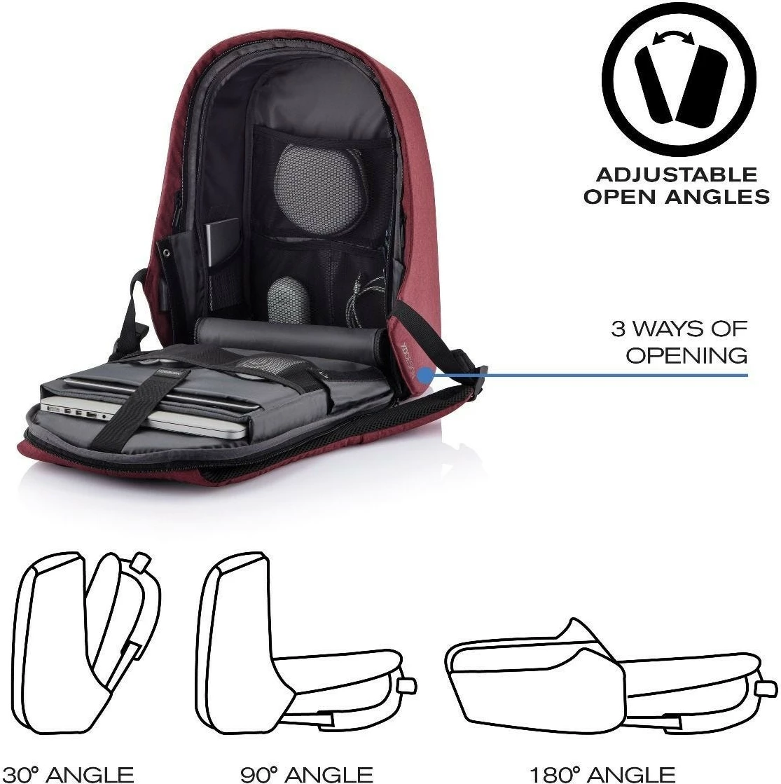 Protivlomni nahrbtnik XD DESIGN BOBBY HERO REGULAR, 16 L, za prenosnik 15,6", rdeč