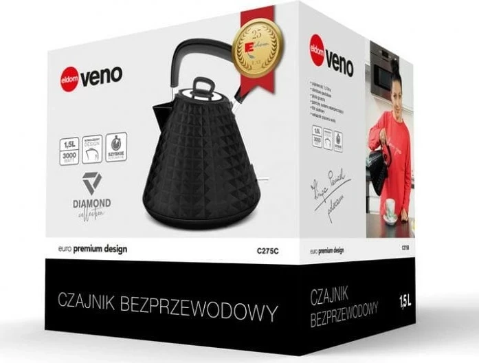 Električni čajnik 1,5 L Eldom C275C, črn