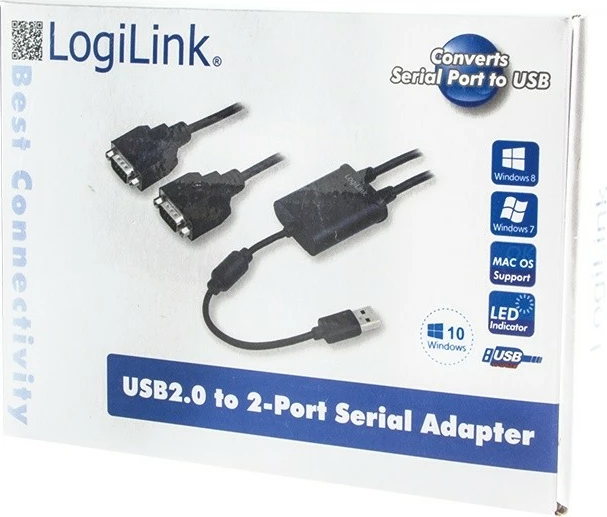 USB 2.0 adapter na 2 serijska vrata LogiLink AU0031, črn
