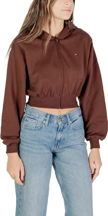 Pulover z zadrgo, ženski Tommy Hilfiger Jeans, rjav