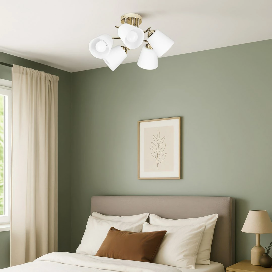 Stropna svetilka z 5 lučmi Activejet AJE-EMILY 5P, E27, kovina, bela