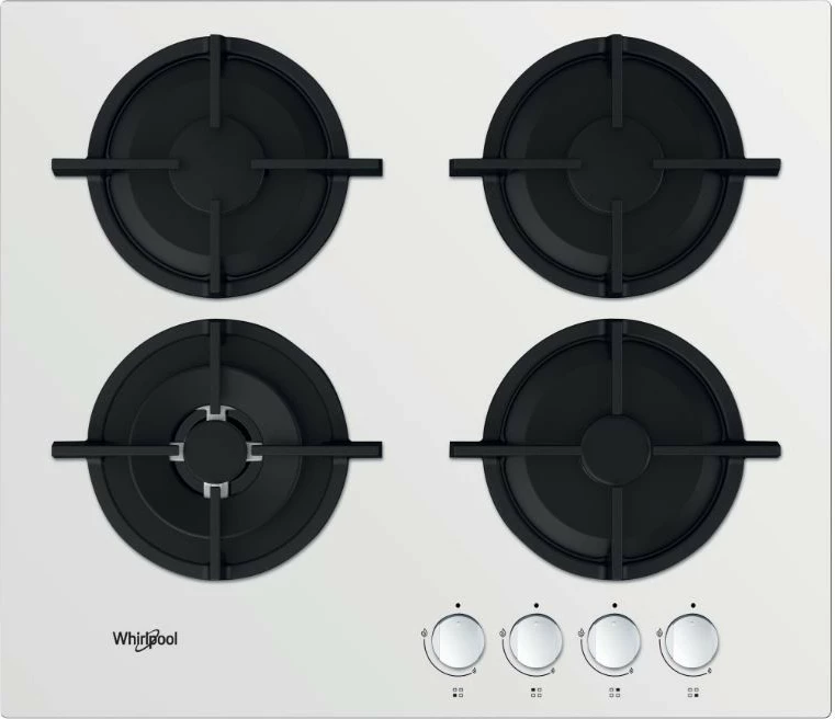 Plinska kuhalna plošča Whirlpool AKT625WH, 4 kuhališča, steklo, bela