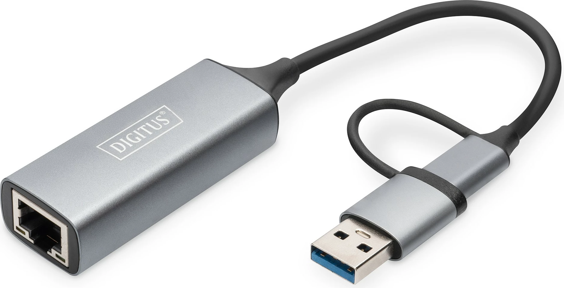 USB-C adapter za 2,5G Ethernet, Digitus USB 3.0/USB-C 3.1, sivi
