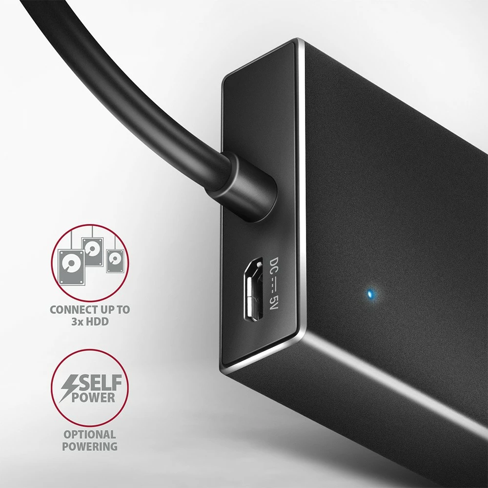 USB razdelilec z 7 vrati AXAGON HUE-F7A, USB 3.2 Gen 1, aluminij, 1 m kabel, črn USB razdelilec z 7 vrati AXAGON HUE-F7A, USB 3.2 Gen 1, aluminij, 1 m kabel, črn