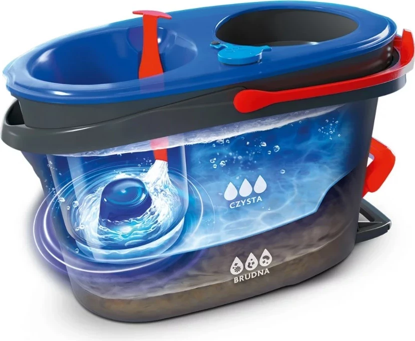 Mop z vrtljivim sistemom Vileda H2prO s sadilnikom, mikrovlaken, črn