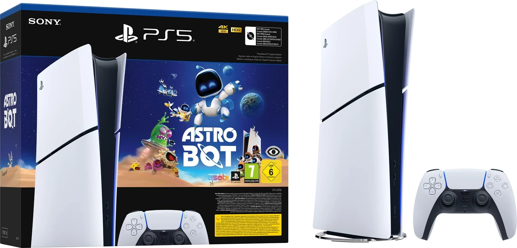 Konzola za igre Sony PlayStation 5 Digital Edition Slim, 1 TB, Astro Bot, črno/bela