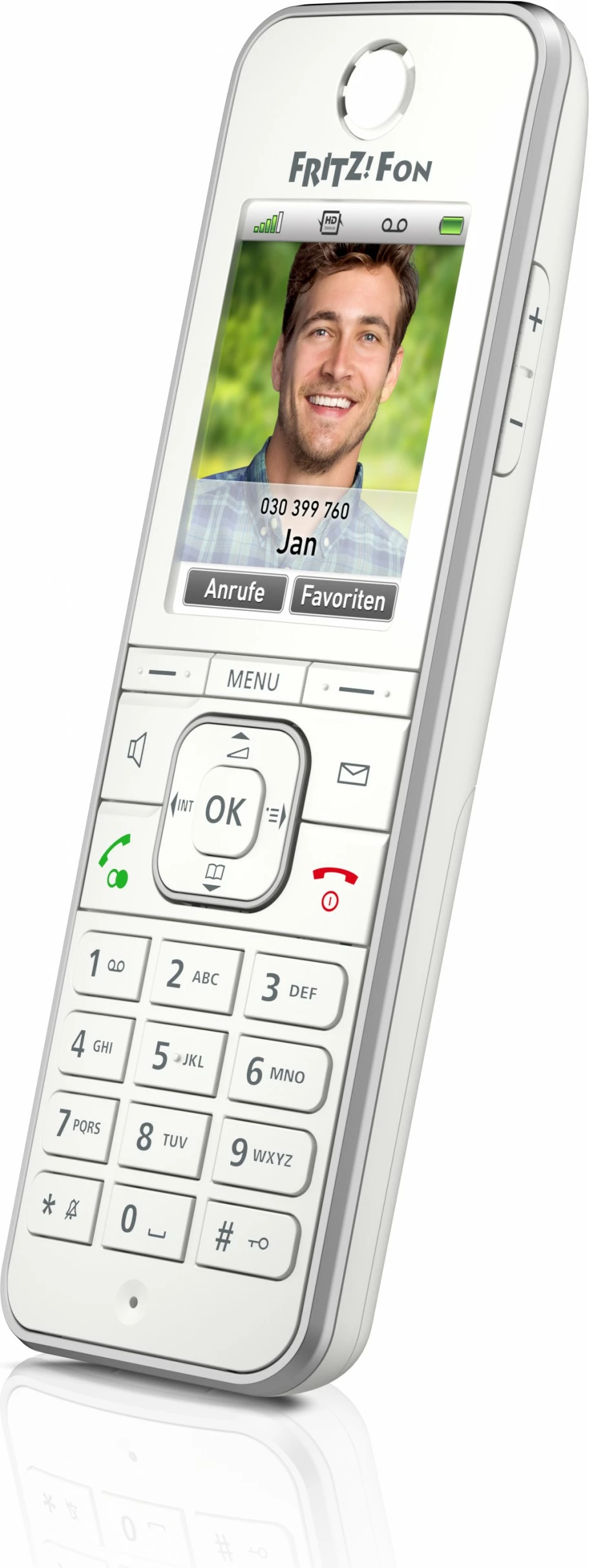 Brezžični telefon DECT, FRITZ!Fon C6, zvočnik, 300 stikov, bel