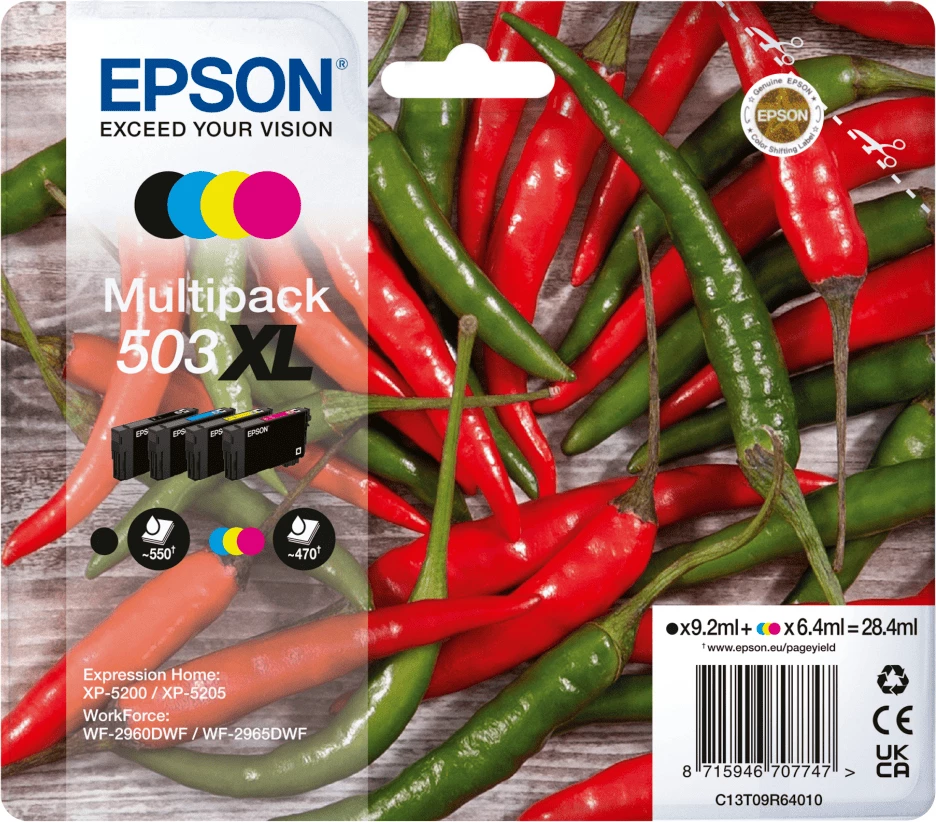 Kartuše Epson 503XL, XL Multipack, črn/cijan/magenta/rumena