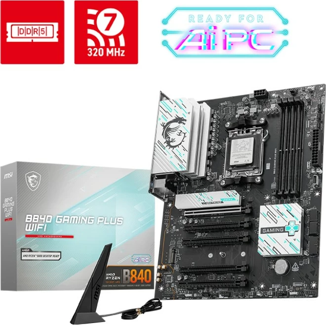Plošča za igranje MSI B840 GAMING PLUS WIFI, Socket AM5, DDR5, ATX, Wi‑Fi 7