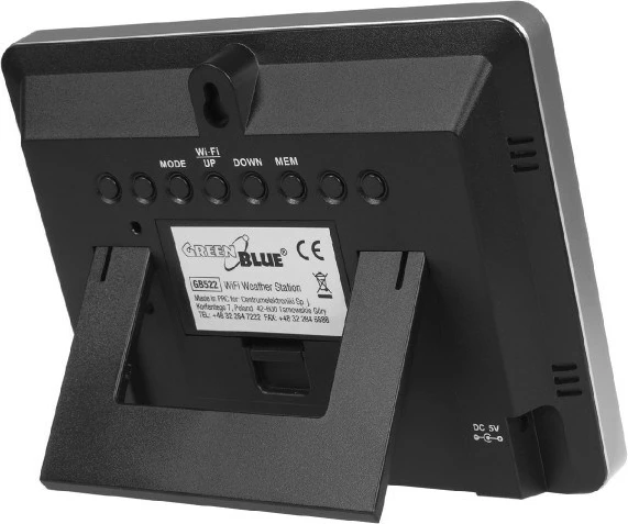 Meteorološka postaja Greenblue 46003, LCD, 1.5V, Wi-Fi, črna