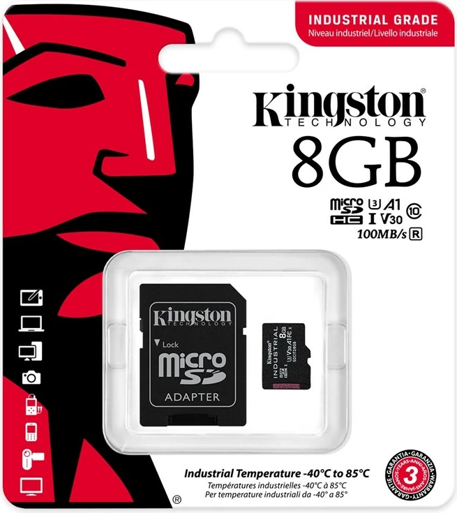 MicroSDHC kartica Kingston Technology Industrial 8 GB, črna