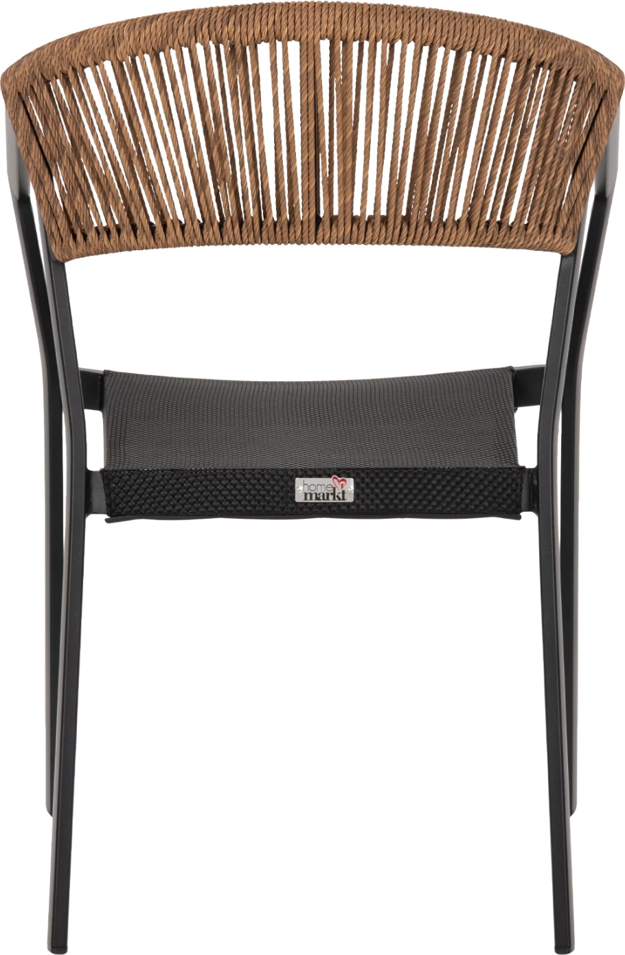 Stol iz aluminija FH5891.05 črni okvir in tekstilna tkanina - naslon iz bež ratana 57,5x59x81,5Hcm