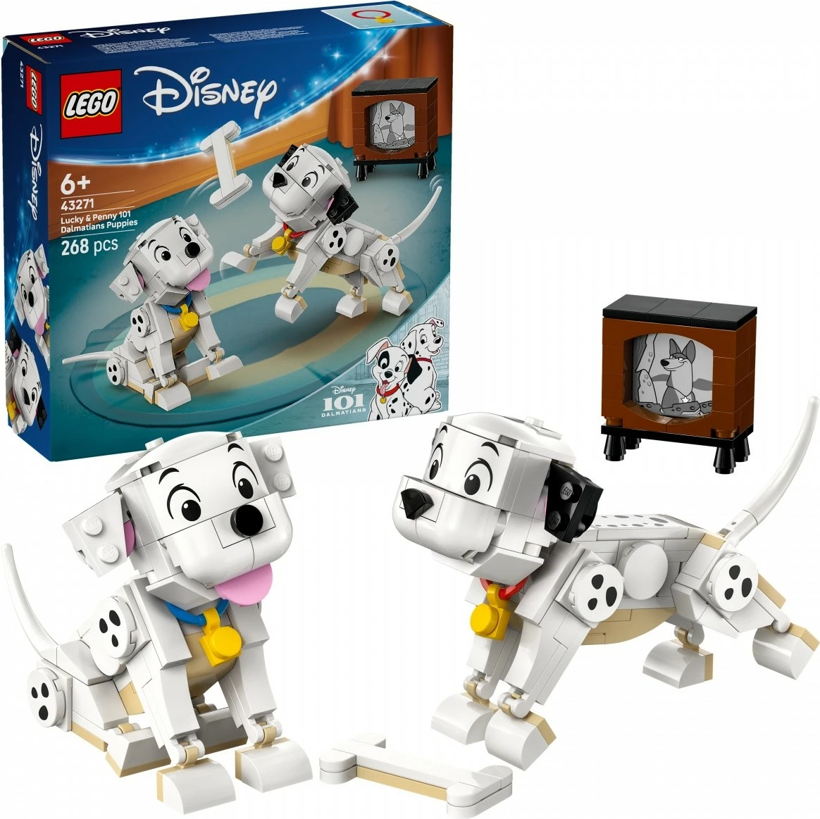 Set za sestavljanje 101 Dalmatinci, Lucky in Penny, LEGO Disney 43271, 268 kosov