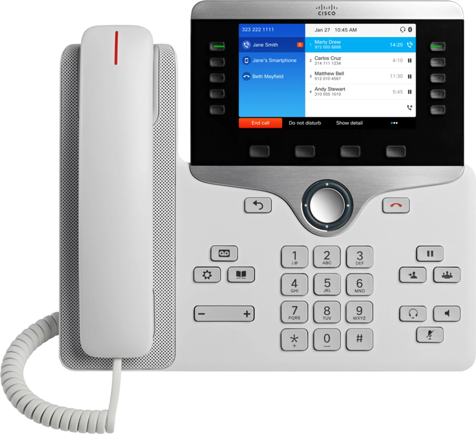 IP telefon, 5-palčni, Gigabit Ethernet, Bluetooth, USB, Cisco 8851, črn