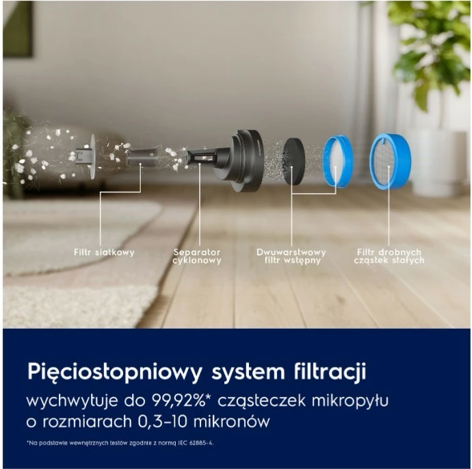 Vertikalni brezžični sesalnik Electrolux EP61HB21UV, 0,6 L, bel