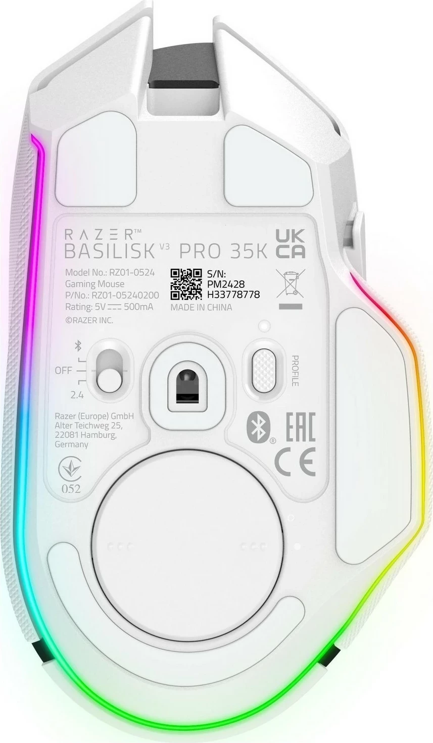 Ergonomski miška Razer Basilisk V3 Pro 35K, bela