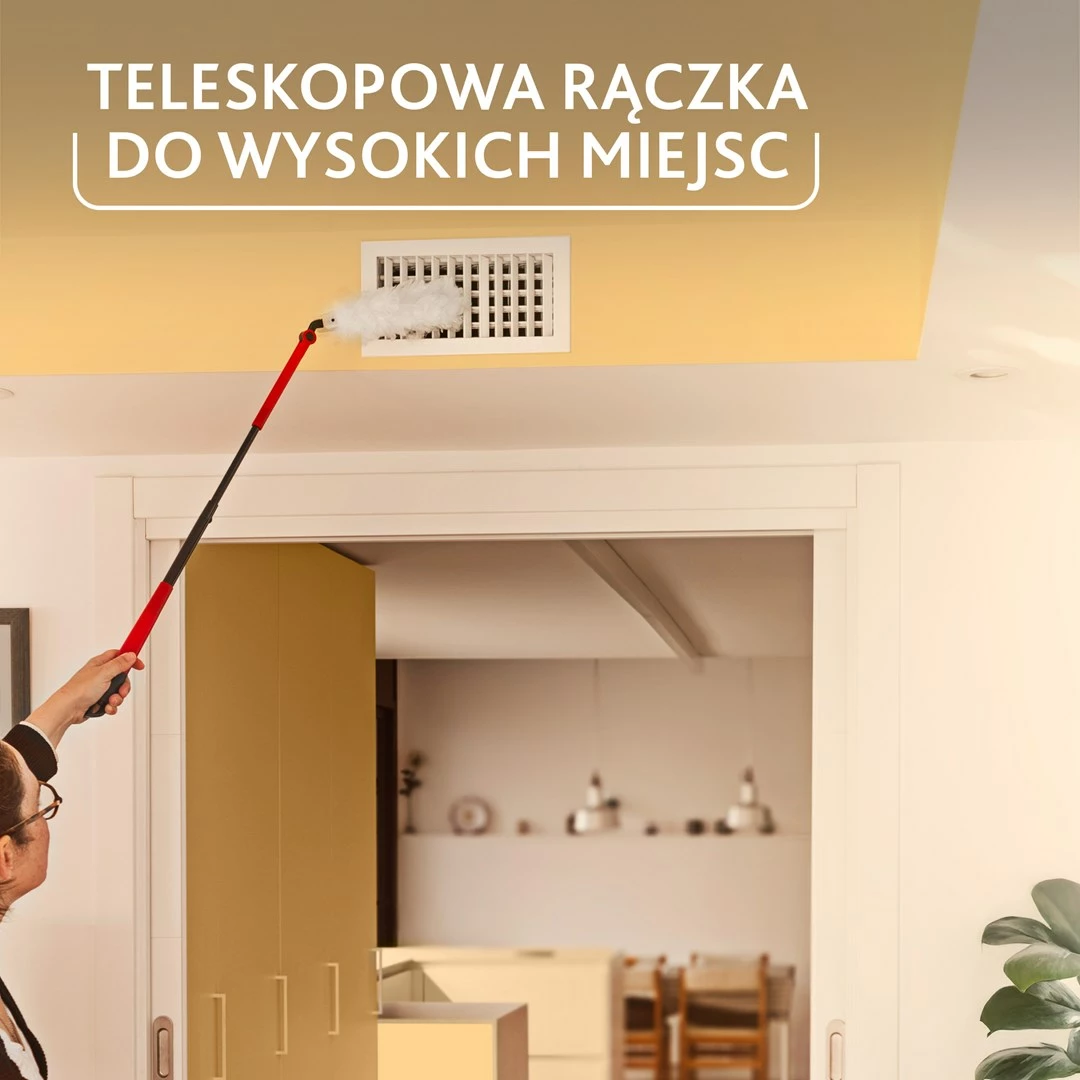 Lopata za prah z dolgim ročajem Vileda Flex&Catch, 1 vložek, rdeča