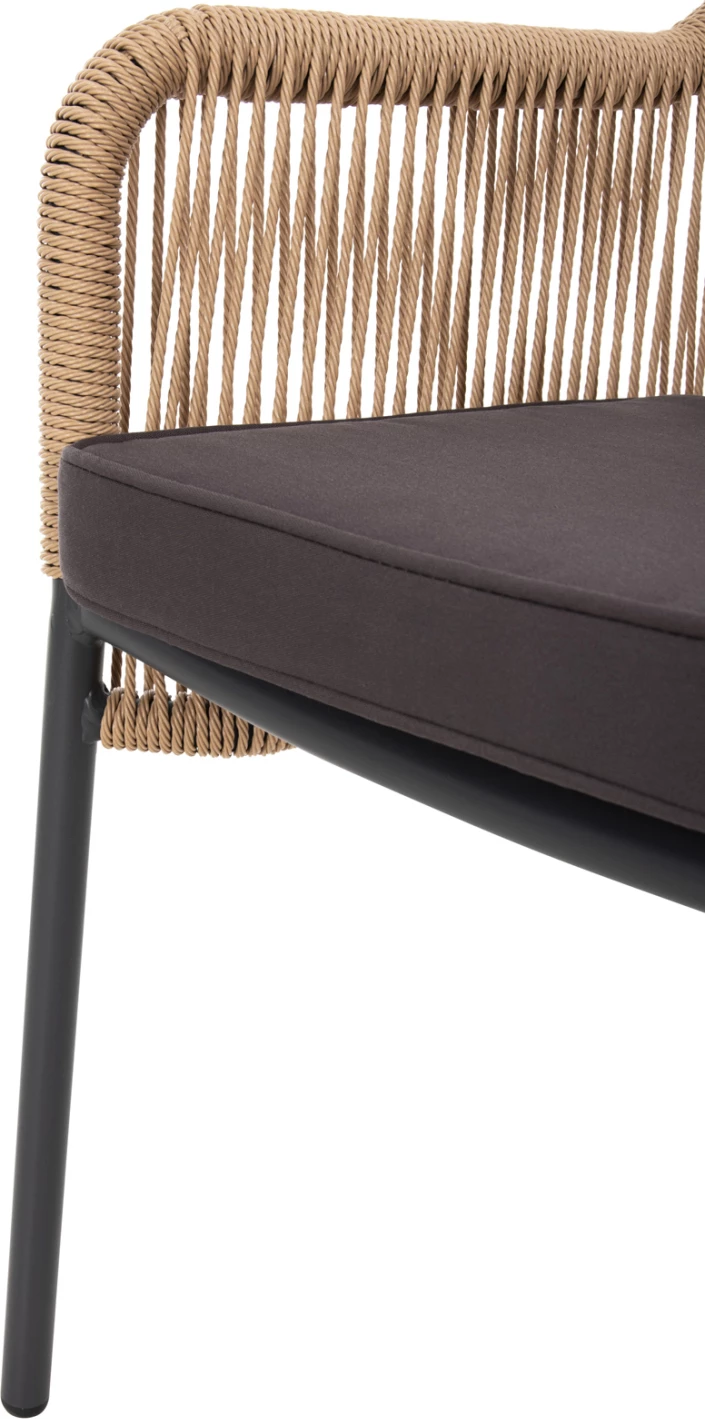 Aluminijasti naslanjač FH5855.02 oglje siva z vrvjo iz ratana PE 56x66x82