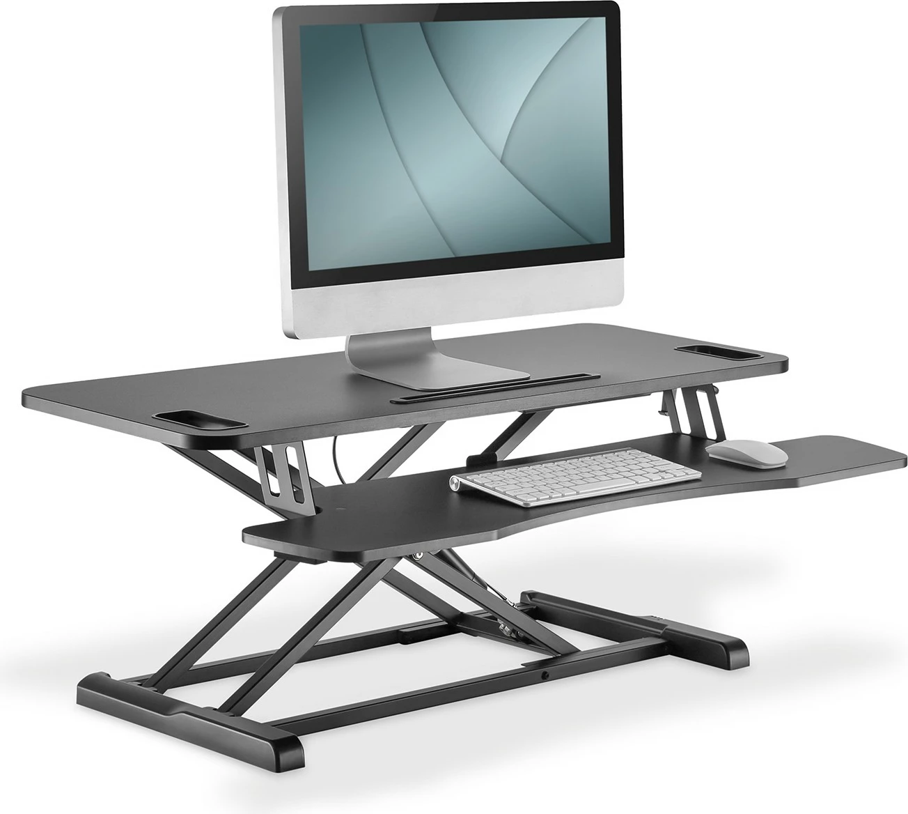 Ergonomski namizni dvigovalnik Workspace Riser, Digitus, ročno nastavljiv 95x62 cm, črn