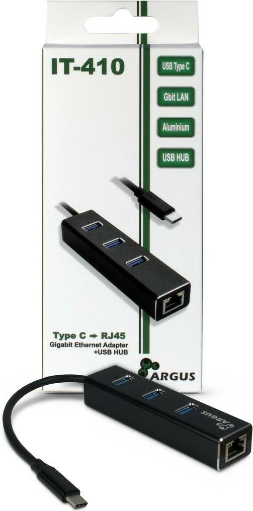 USB razširitveni hub Inter-Tech ARGUS IT-410, USB 3.2 Gen 1, Type-C, črn
