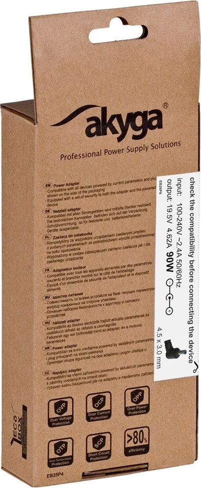 Polnilnik za prenosnik Akyga AK-ND-26, 90 W, črn